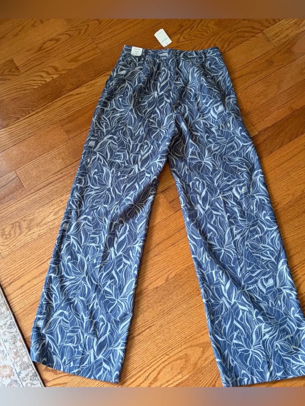NWT J.McLaughlin Morgan High Rise Wide Leg Pants Denim Leaf Print 4 Coastal Boho - Picture 2 of 13